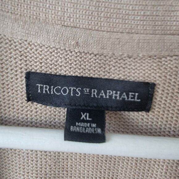 Tricots st Raphael mens v-neck Cardigan size XL long sleeve Beige - Picture 7 of 8
